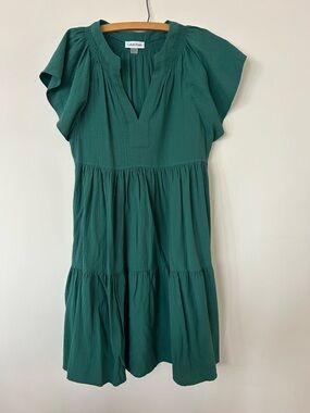Calvin Klein Teal Flutter Sleeve Dress